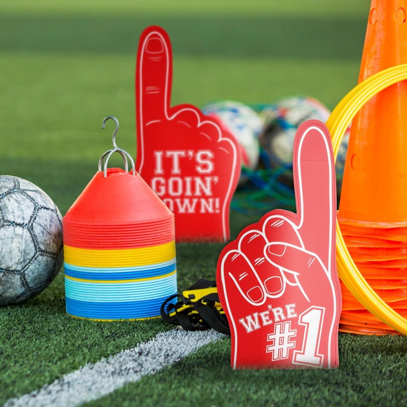 Okuna Outpost Giant Foam Fingers - Cheering Hand & Red Foam Fingers - Team Spirit Accessories & Football Hand Sign - Versatile Sports Party Favors - Pack of 2, 17.5 x 8.75 x 0.2 in, Red - Image 2